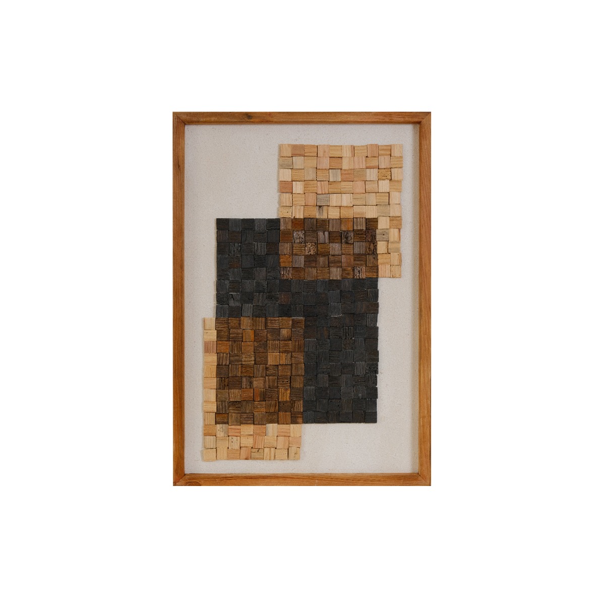 Reclaimed Wood Blocks Wall Art 42x62cm - White