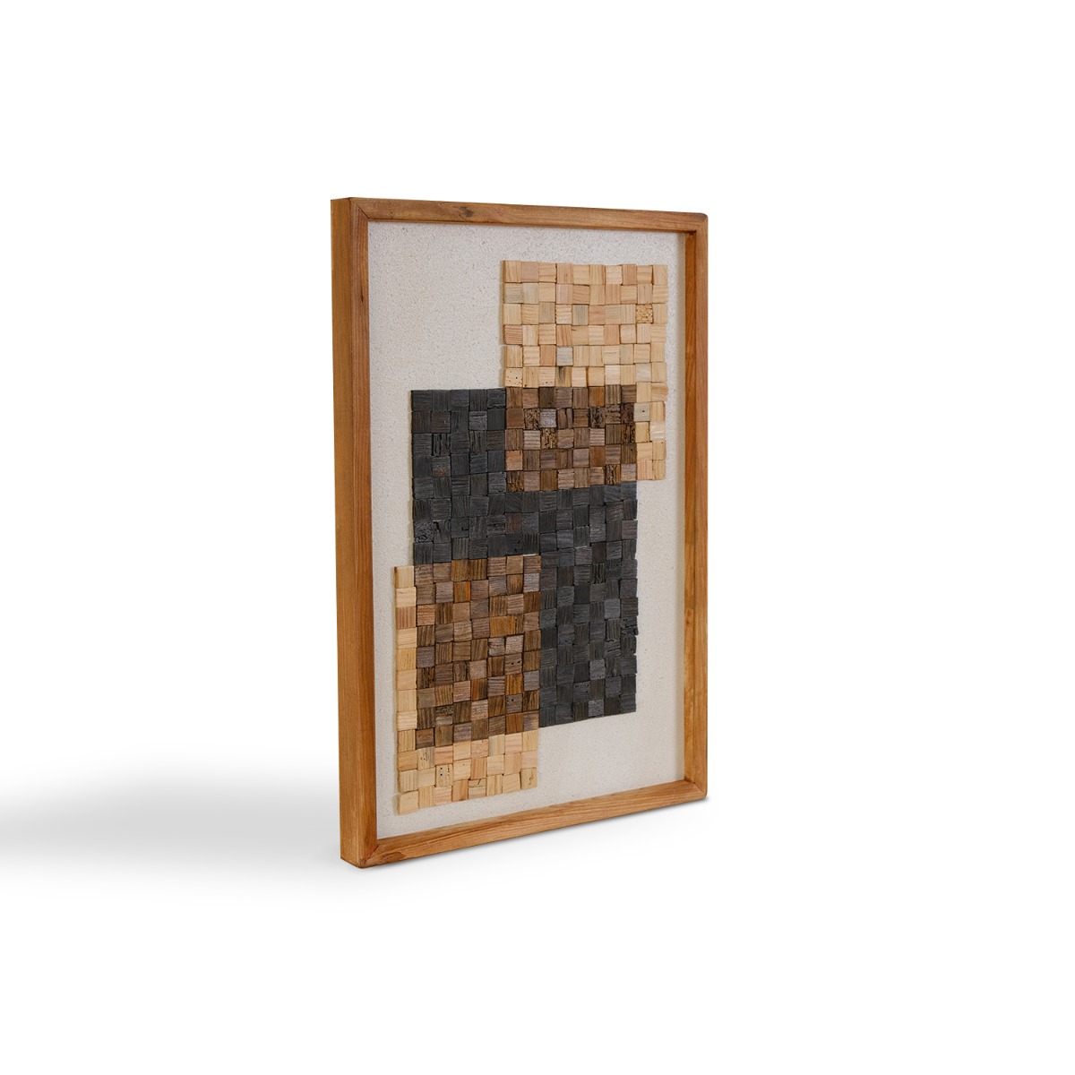 Reclaimed Wood Blocks Wall Art 42x62cm - White