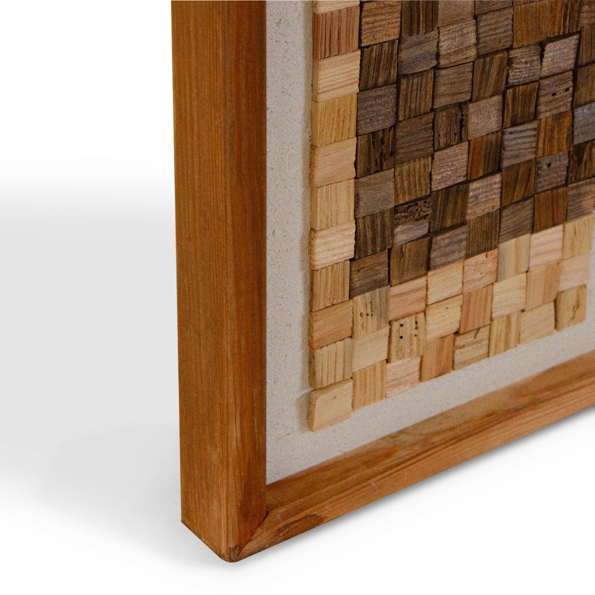 Reclaimed Wood Blocks Wall Art 42x62cm - White