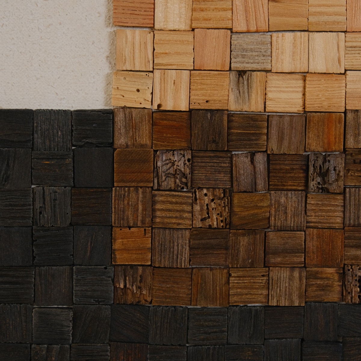 Reclaimed Wood Blocks Wall Art 42x62cm - White