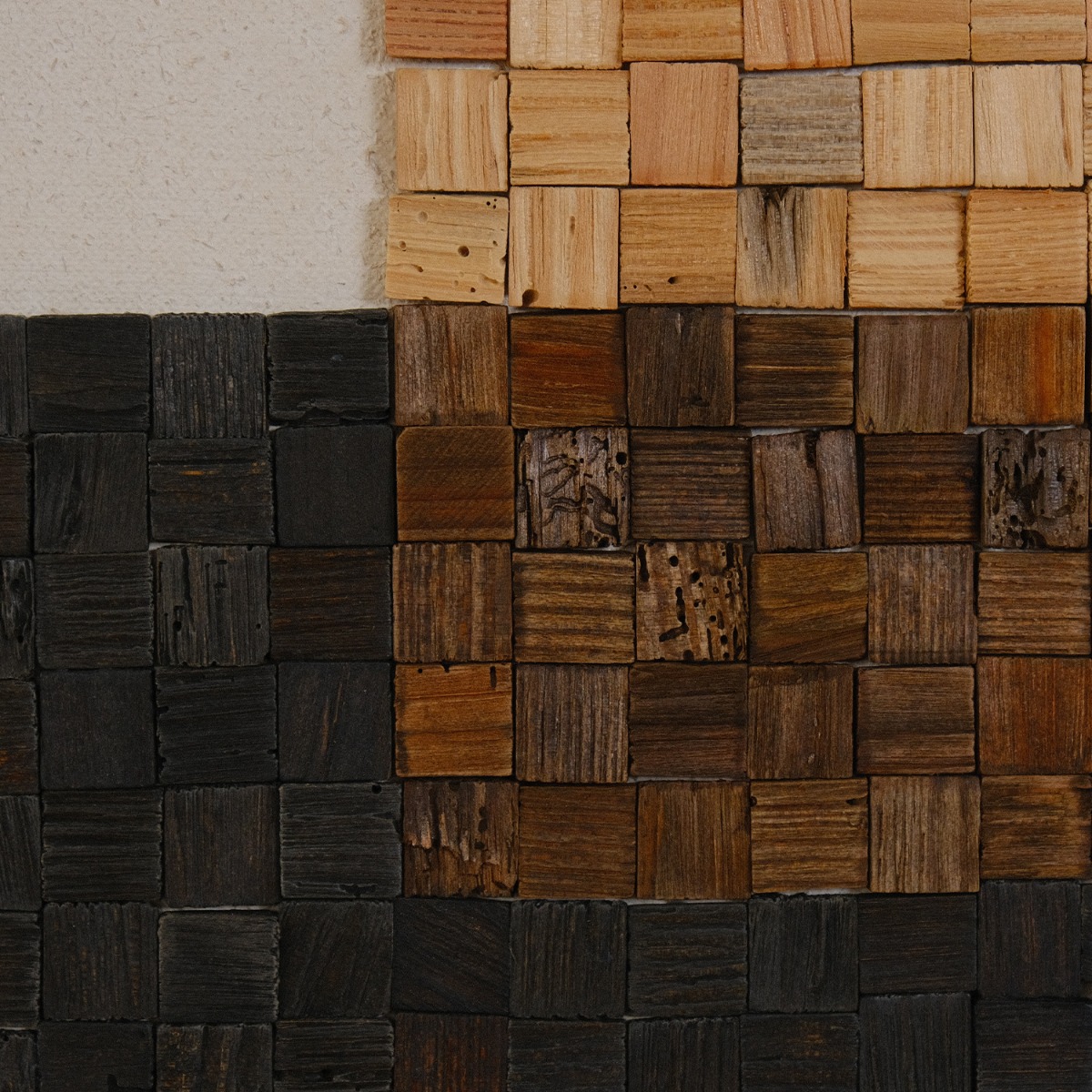 Reclaimed Wood Blocks Wall Art 42x62cm - White