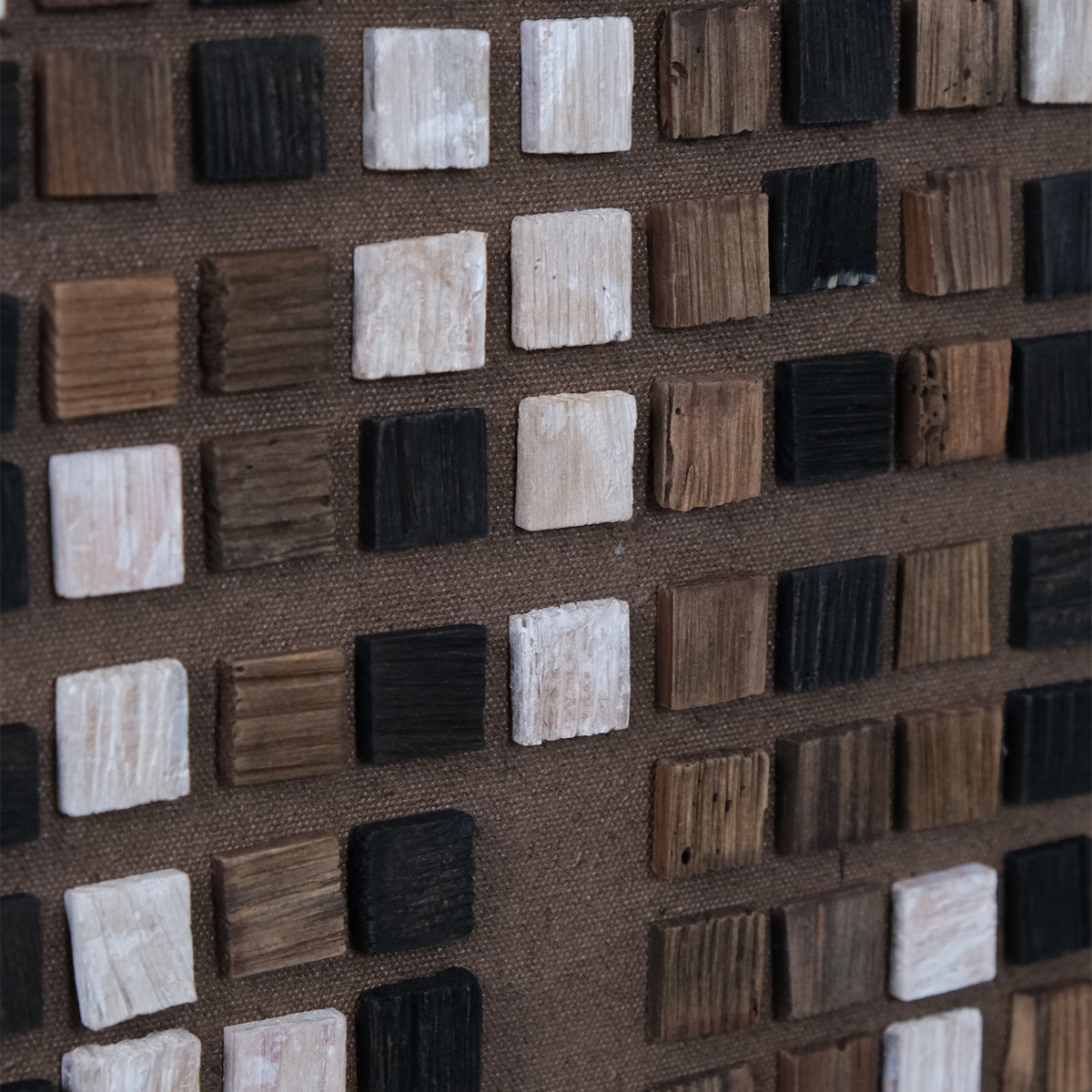 Reclaimed Wood Blocks Wall Art 62x82cm - Brown