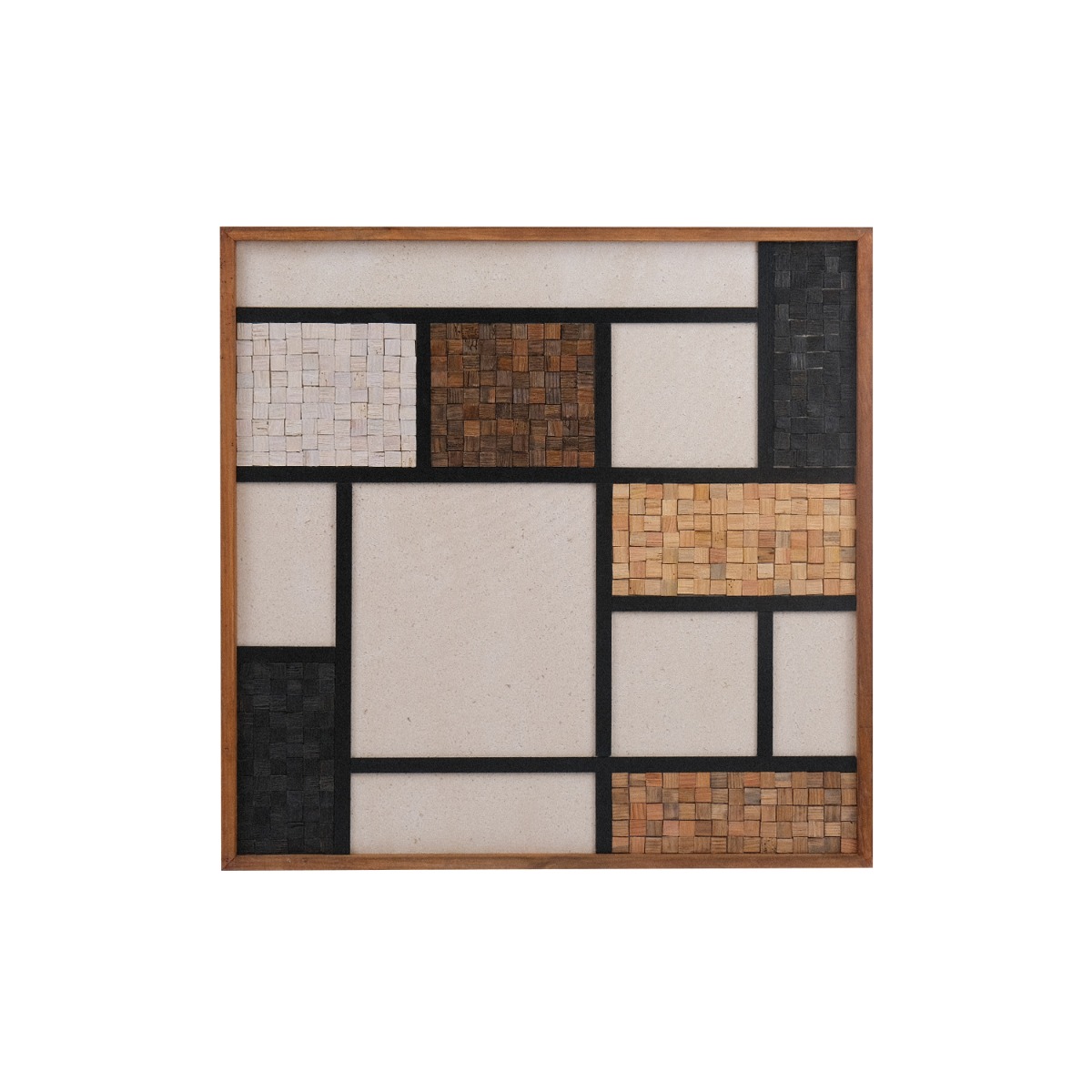 Reclaimed Wood Blocks Wall Art 82x82cm - White