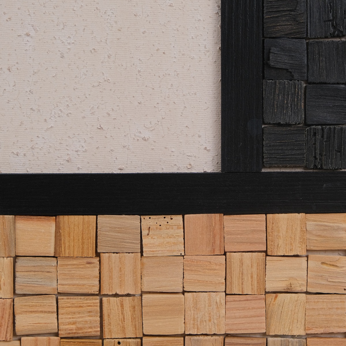 Reclaimed Wood Blocks Wall Art 82x82cm - White
