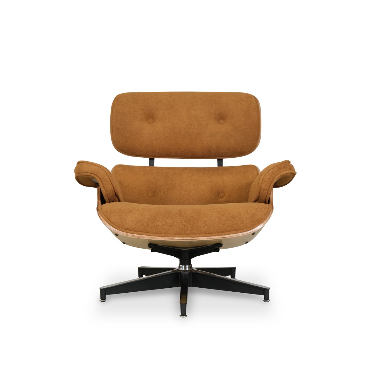 Replica Eames Lounge Chair with Ottoman - Oak & Camel Brown