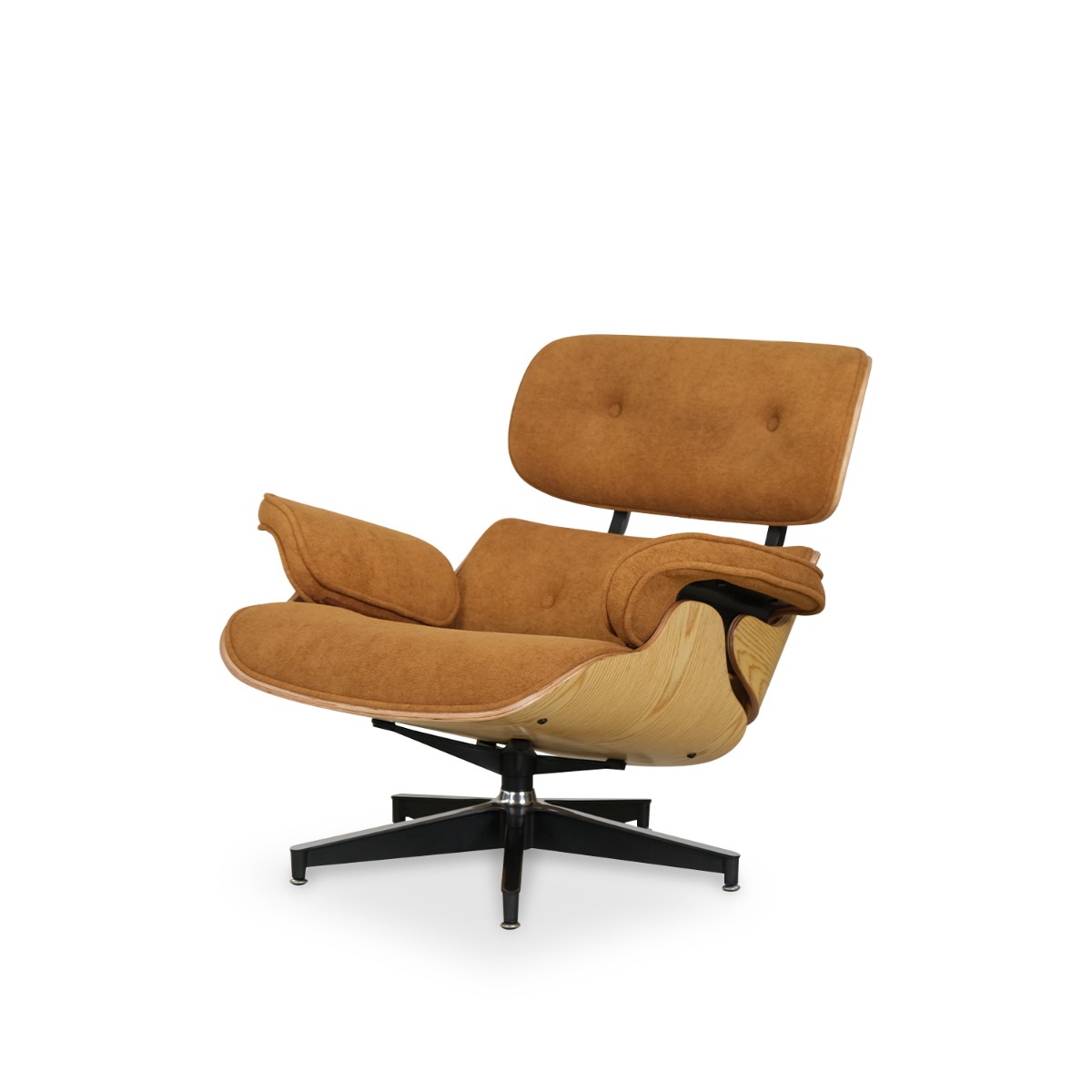Replica Eames Lounge Chair with Ottoman - Oak & Camel Brown