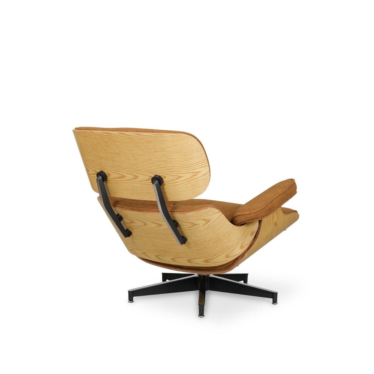 Replica Eames Lounge Chair with Ottoman - Oak & Camel Brown