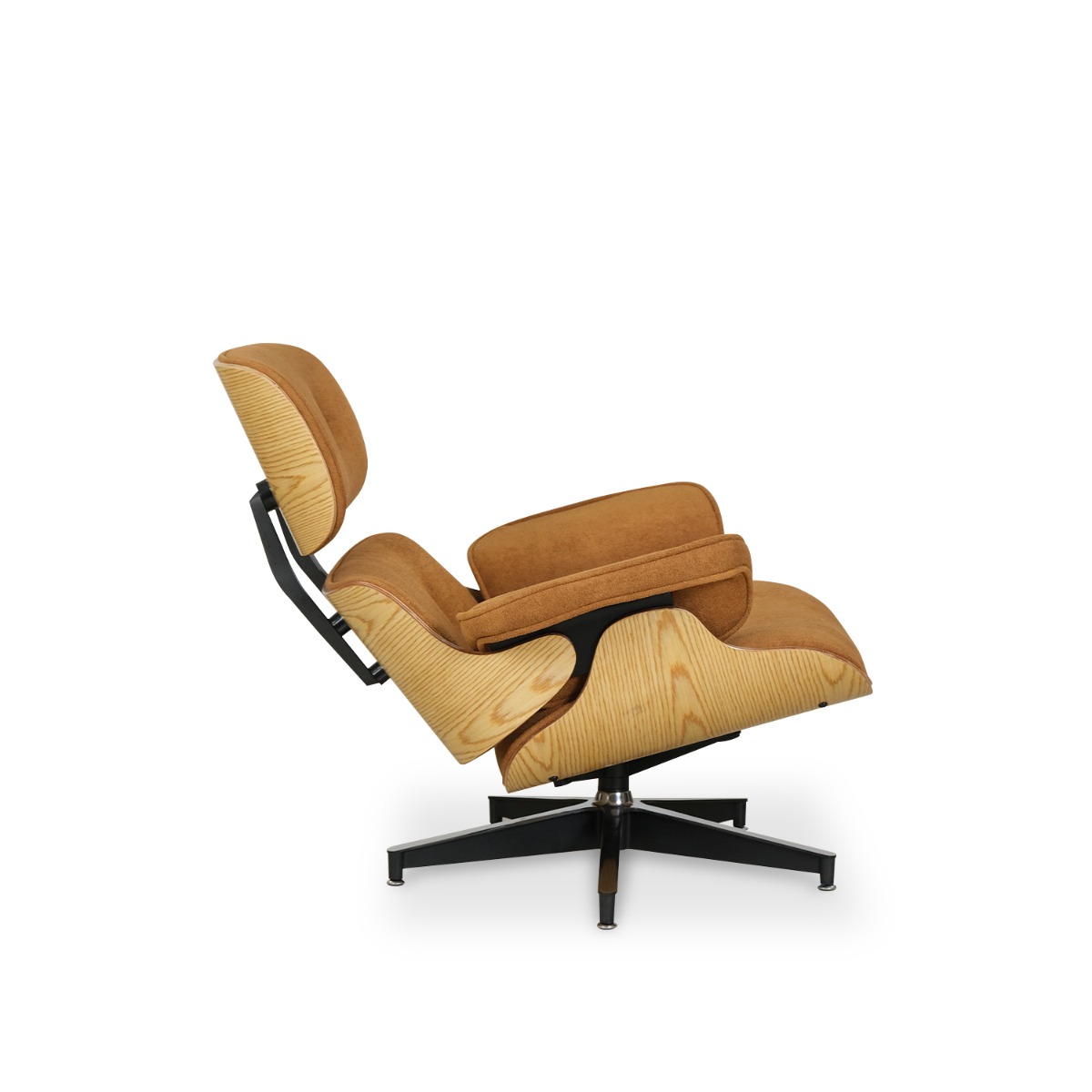 Replica Eames Lounge Chair with Ottoman - Oak & Camel Brown