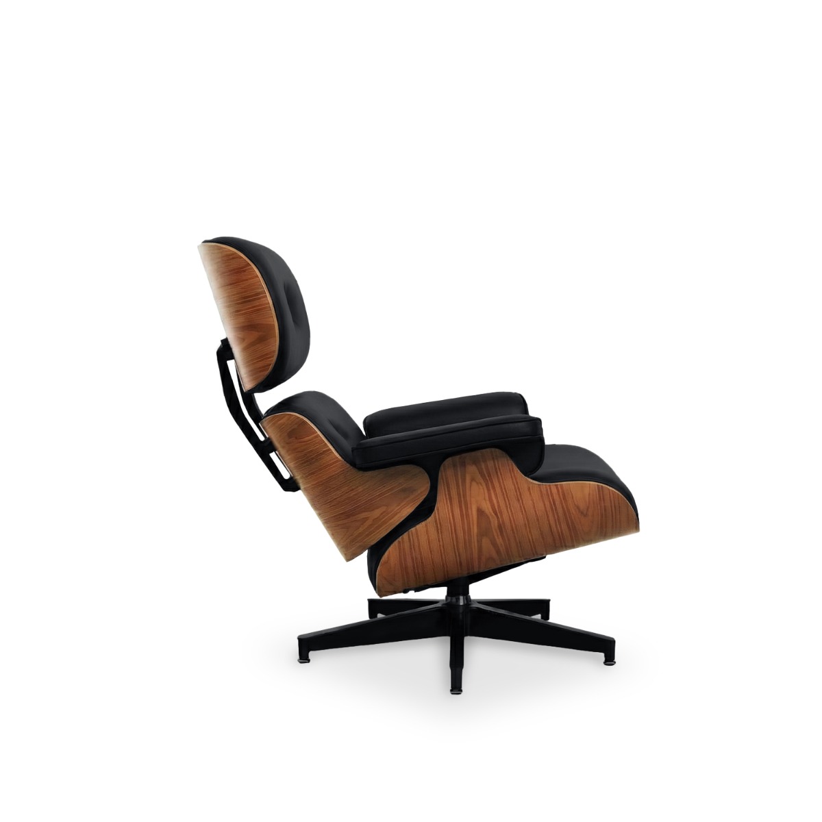 Replica Eames Lounge Chair with Ottoman - Walnut & Ebony Leather