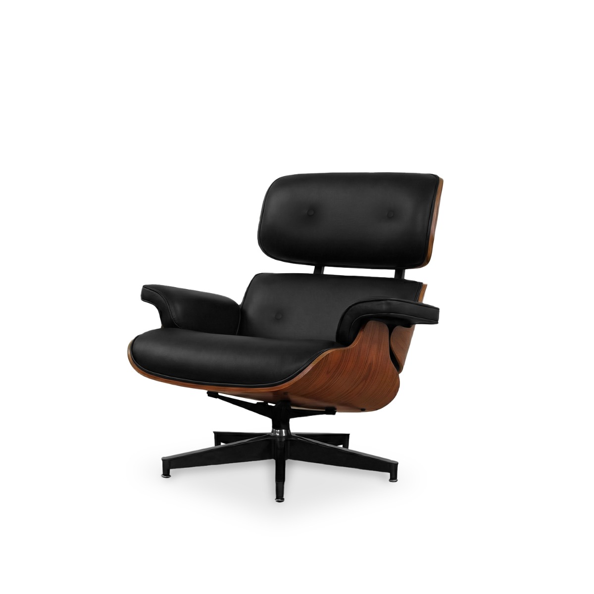 Replica Eames Lounge Chair with Ottoman - Walnut & Ebony Leather