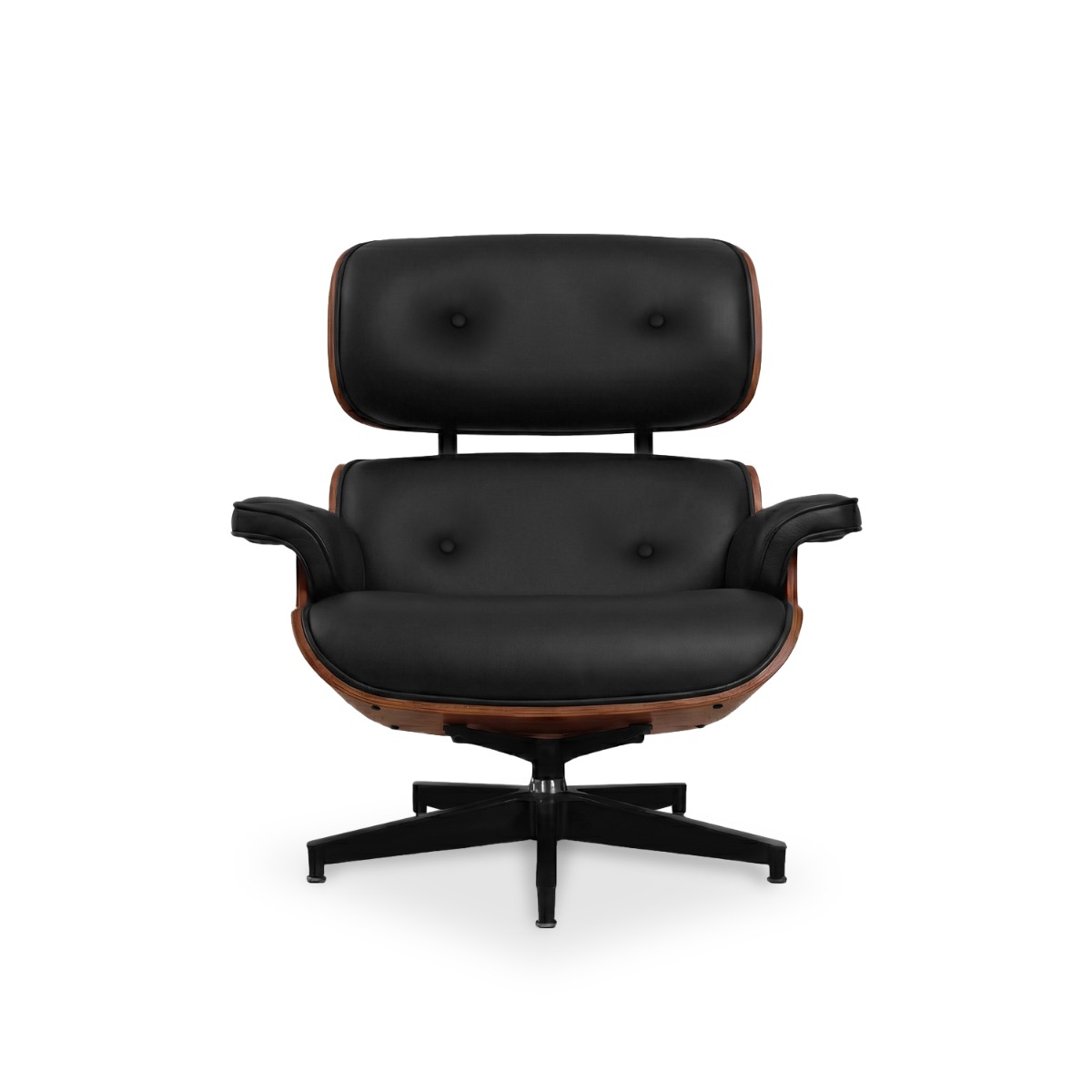 Replica Eames Lounge Chair with Ottoman - Walnut & Ebony Leather