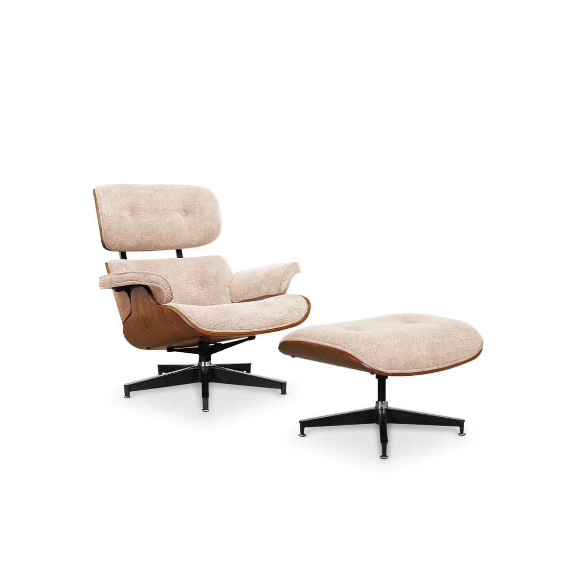 Replica Eames Lounge Chair with Ottoman - Walnut & Oatmeal