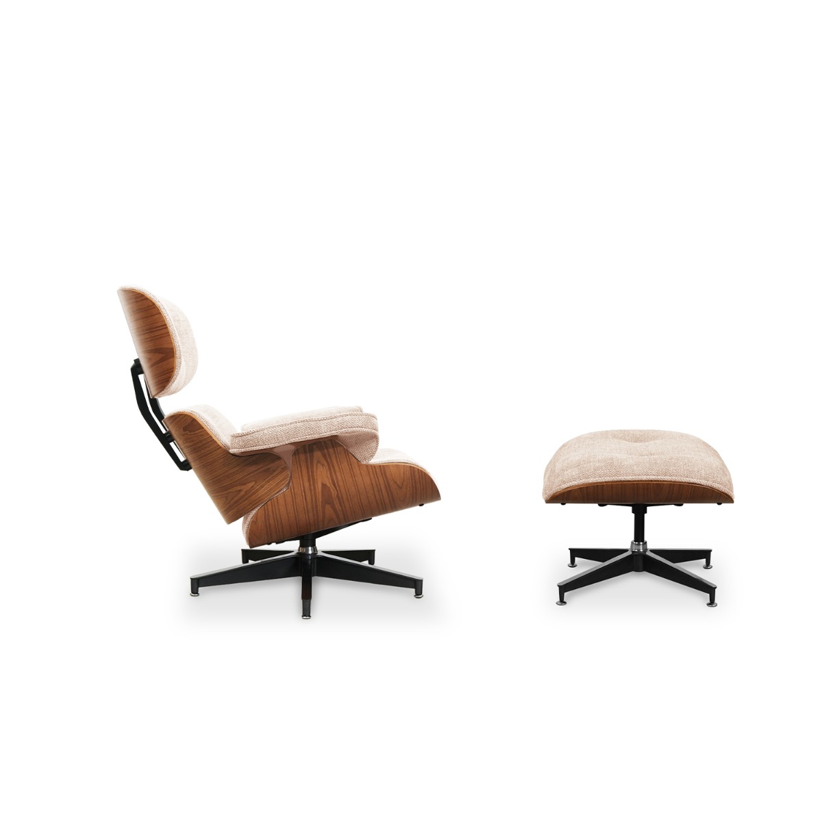 Replica Eames Lounge Chair with Ottoman - Walnut & Oatmeal