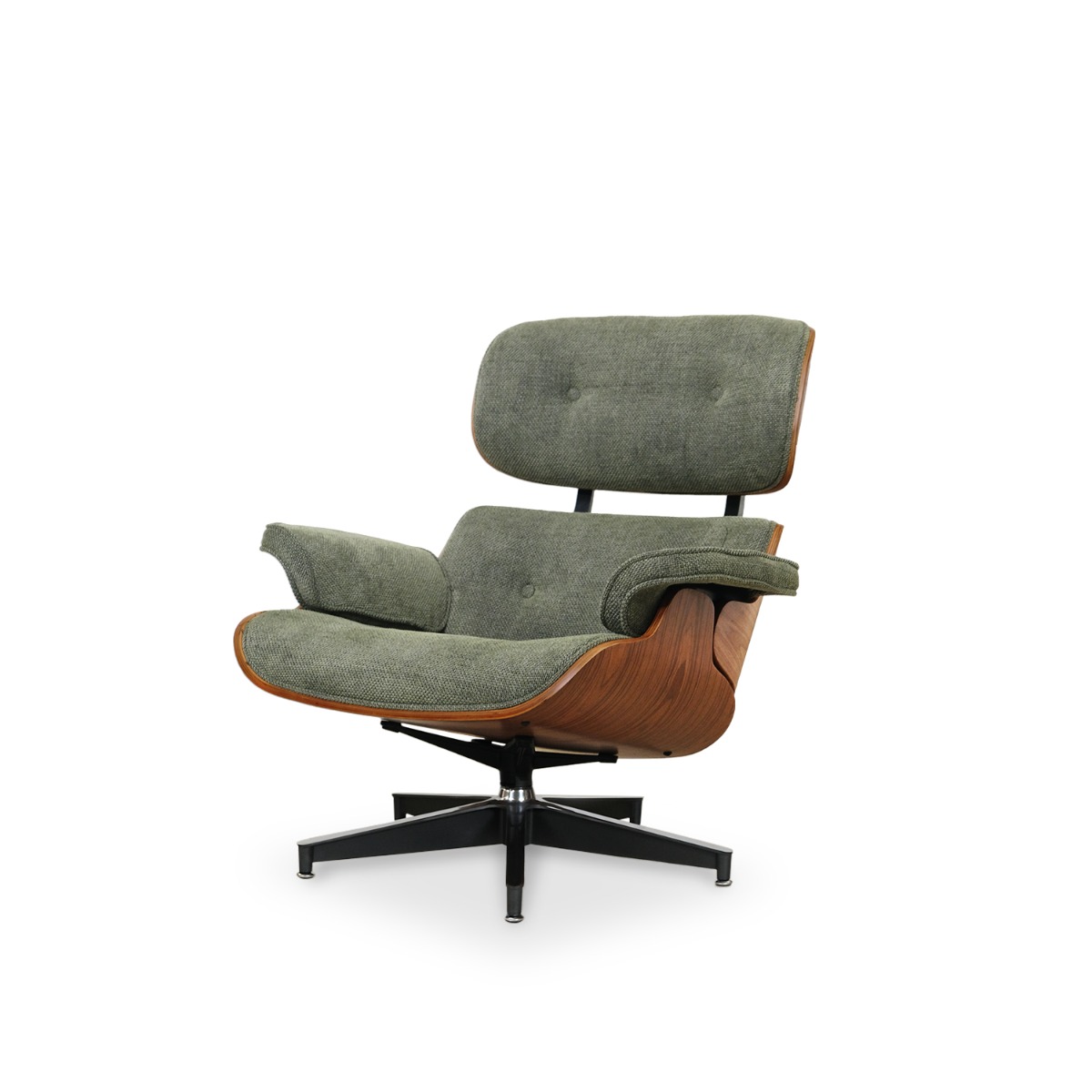 Replica Eames Lounge Chair with Ottoman - Walnut & Retro Green