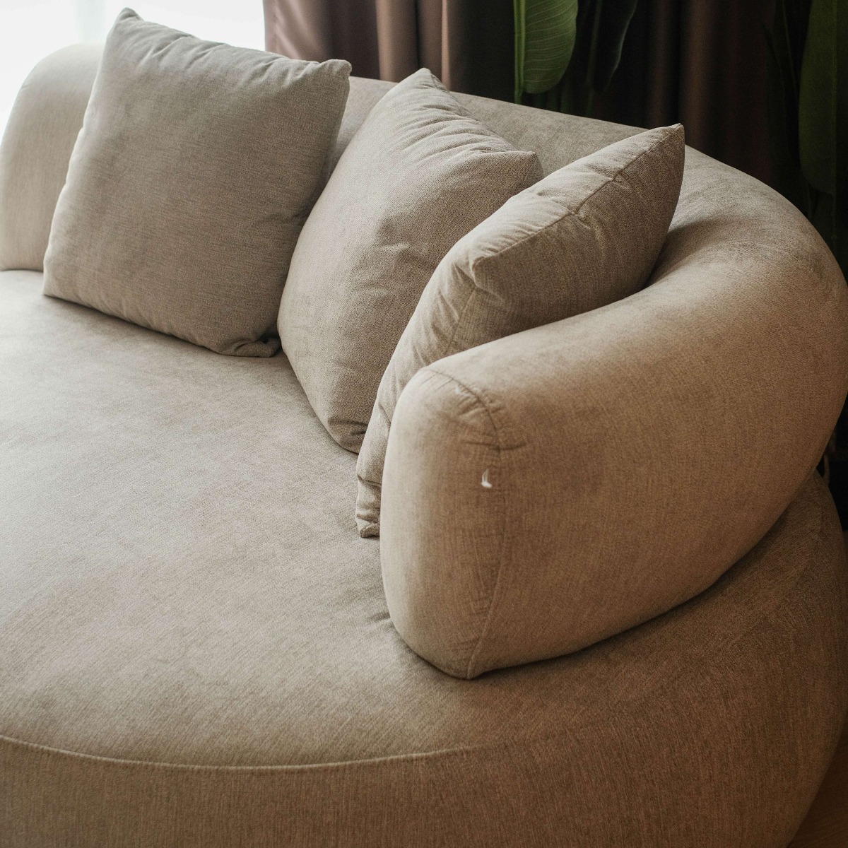 Cleona Sand Grey Curve 4 Seater Sofa
