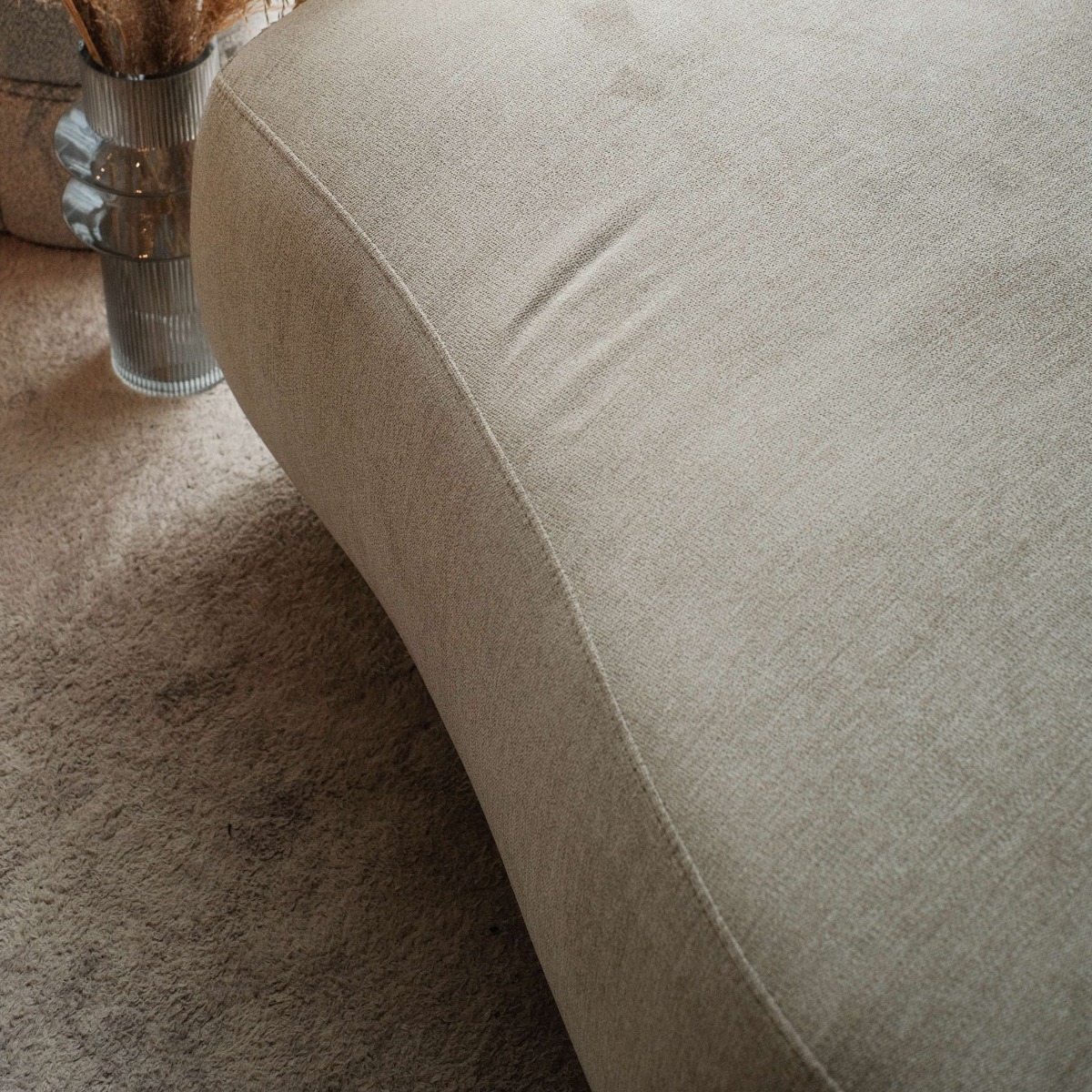 Cleona Sand Grey Curve 4 Seater Sofa