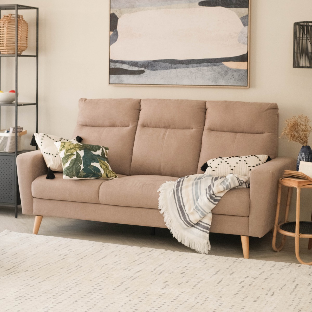 Riko Sand Beige 3 Seater Sofa