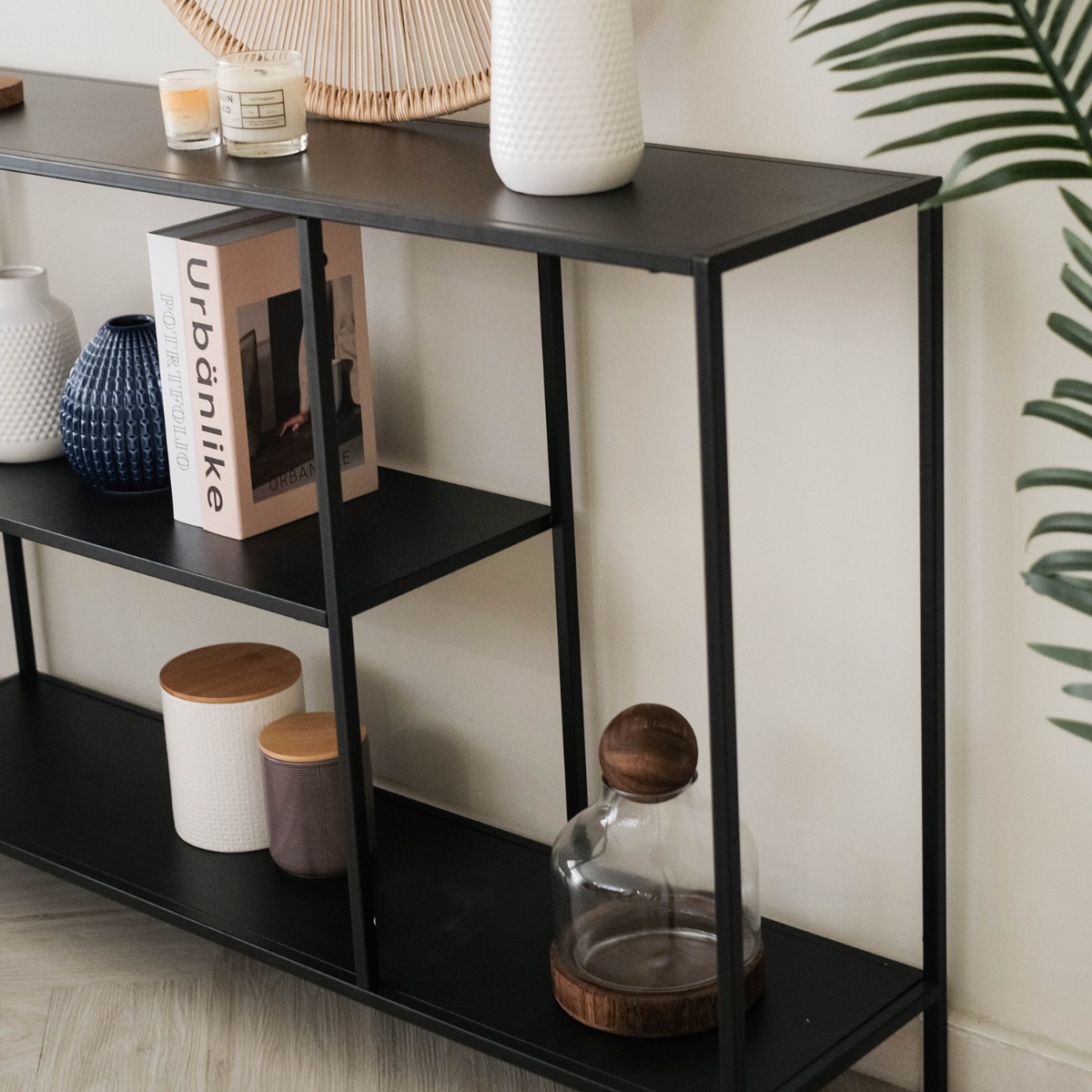 Rocco Matt Black Low Shelf