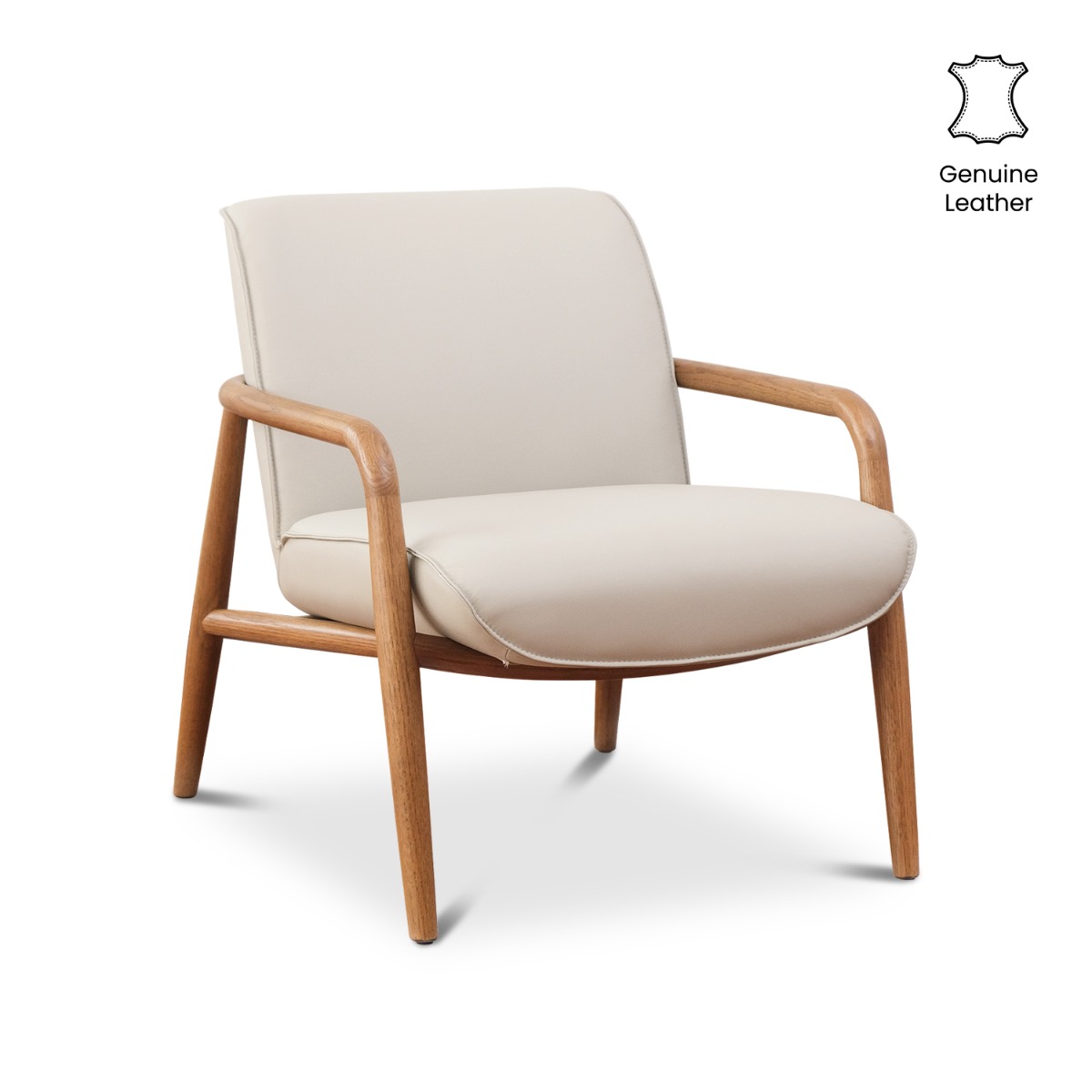 Roux Taupe Leather Lounge Chair