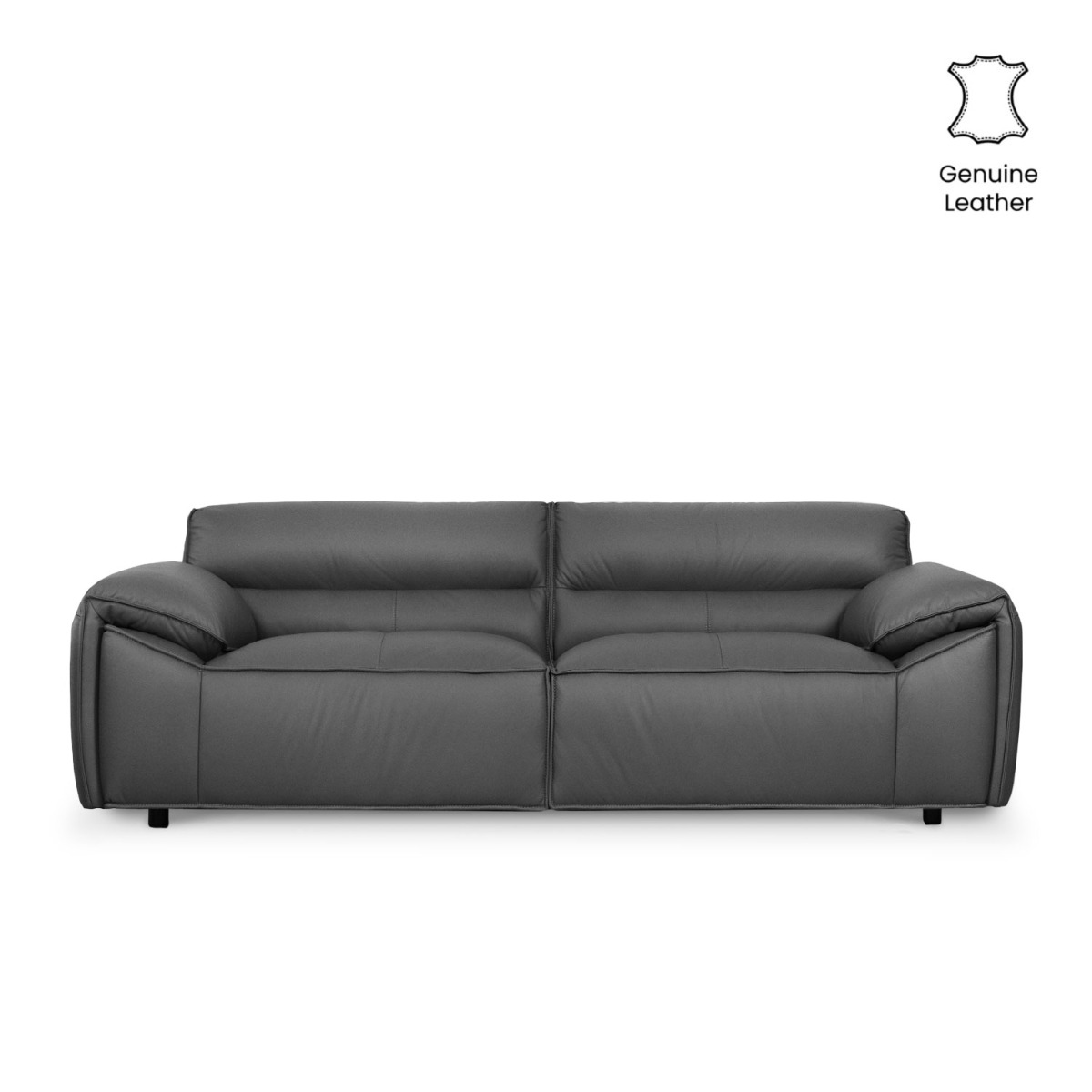 Ryder Coal Grey Full Leather 4 Seater Sofa