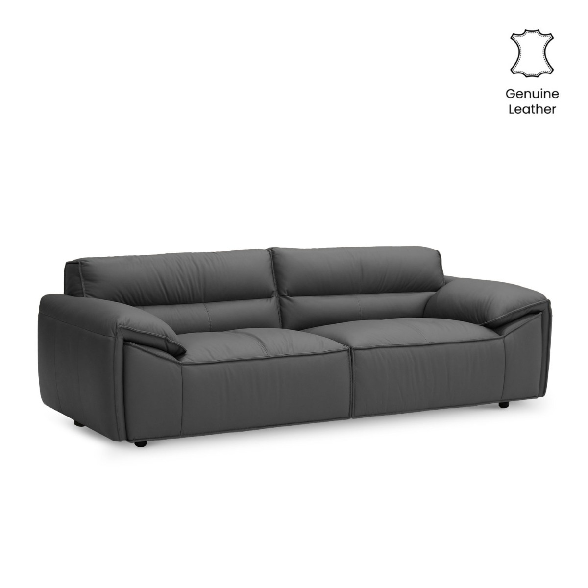 Ryder Coal Grey Full Leather 4 Seater Sofa