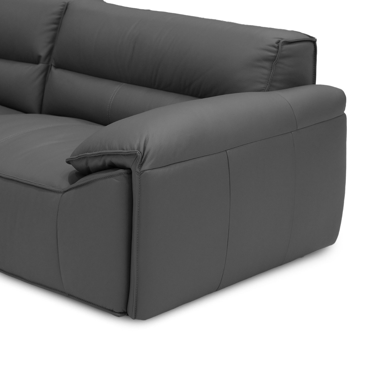 Ryder Coal Grey Full Leather 4 Seater Sofa