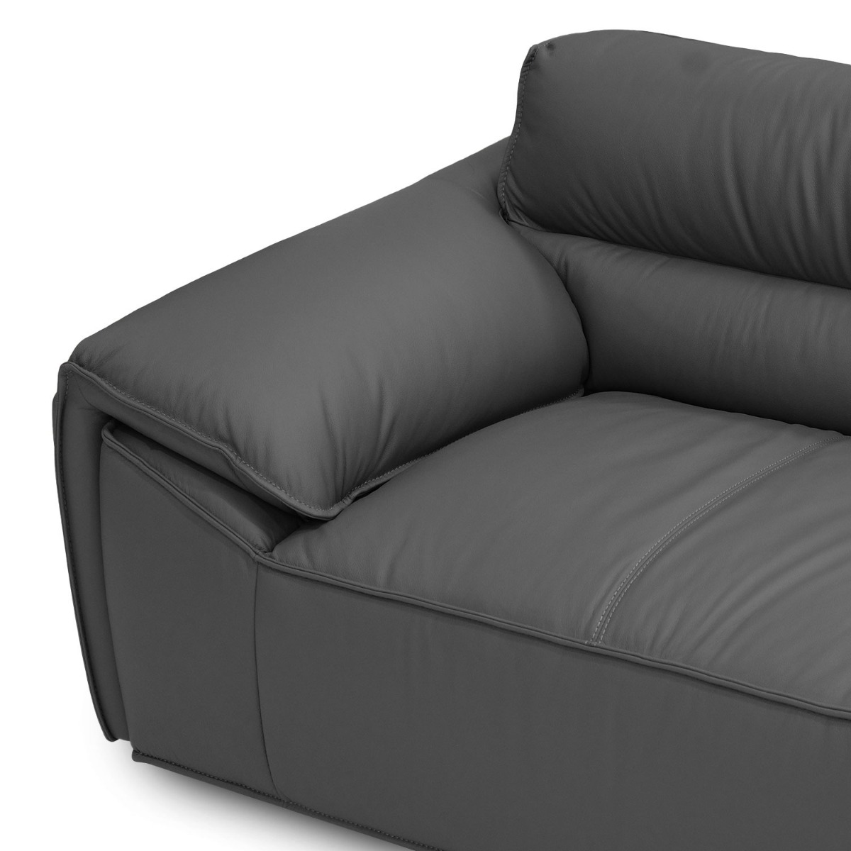 Ryder Coal Grey Full Leather 4 Seater Sofa