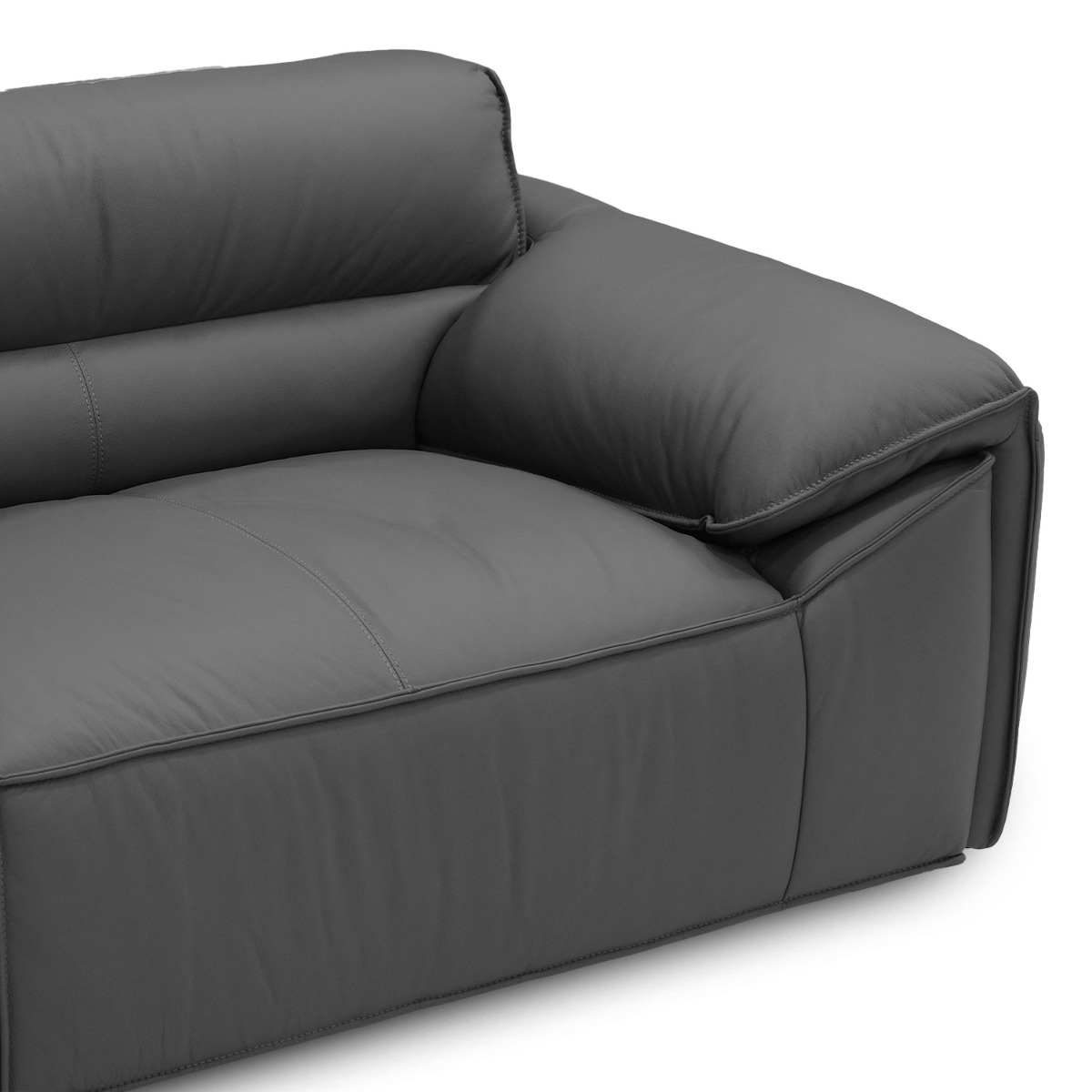 Ryder Coal Grey Full Leather 4 Seater Sofa