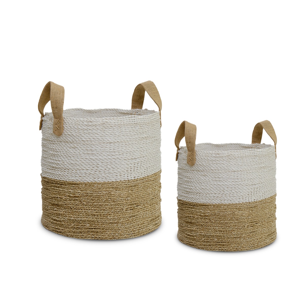 Samara Two-Tone Seagrass Round Basket (Set of 2)