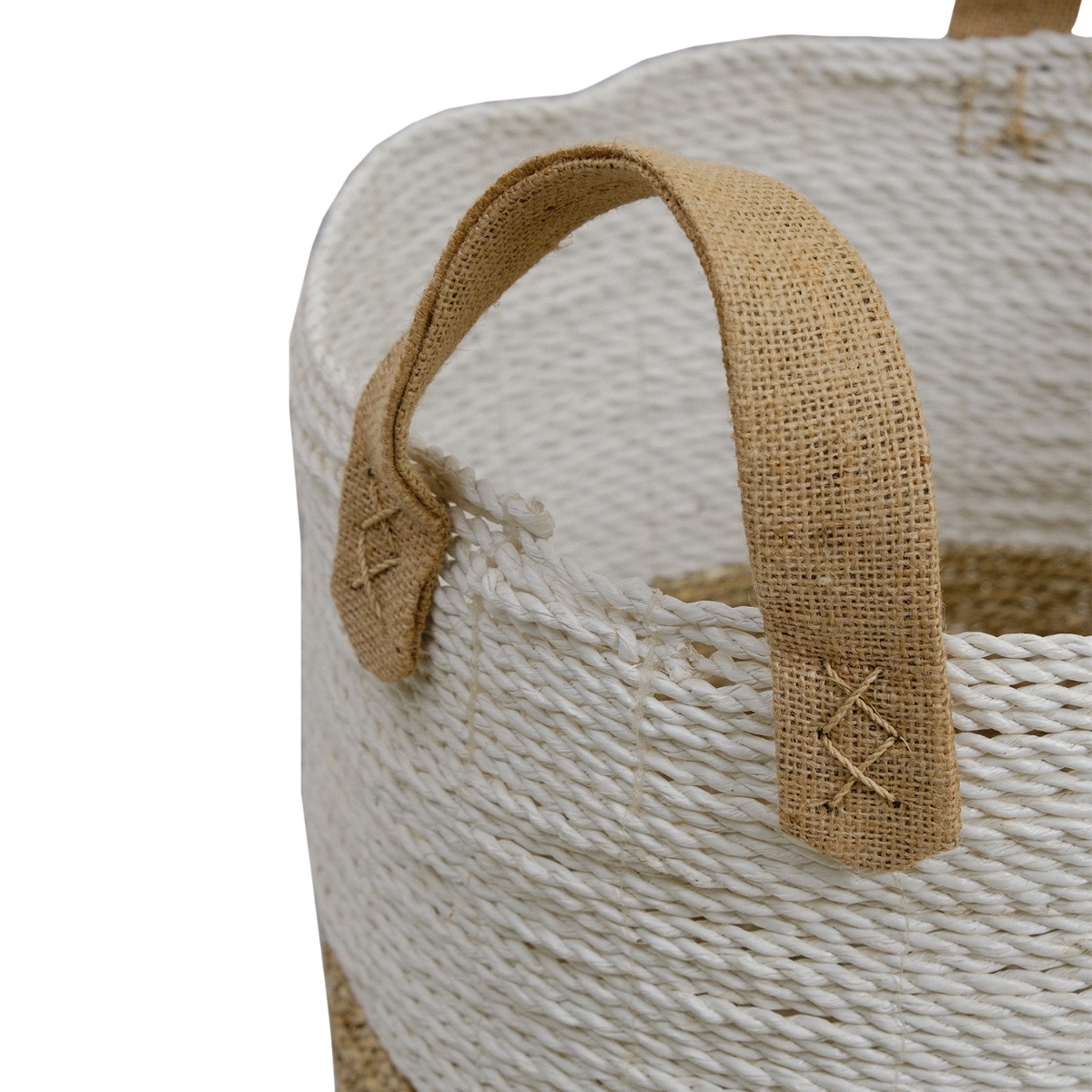 Samara Two-Tone Seagrass Round Basket (Set of 2)