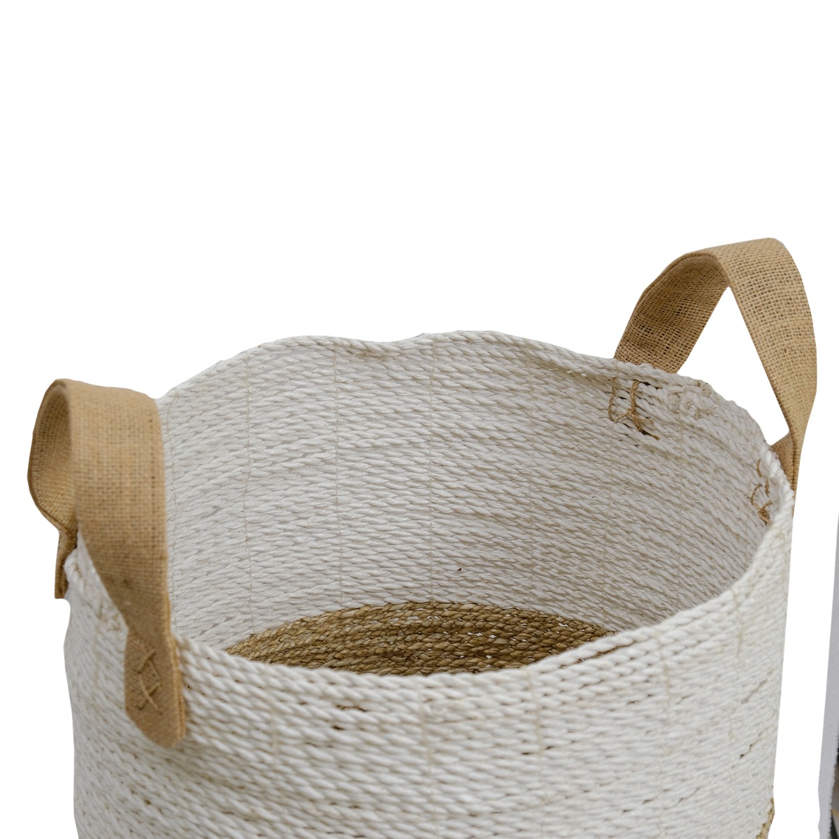 Samara Two-Tone Seagrass Round Basket (Set of 2)