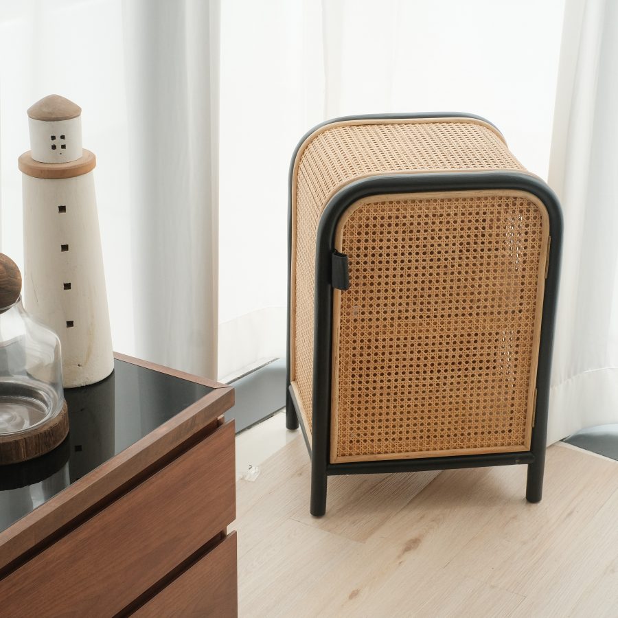 Sasha Petite Rattan Cabinet Ebony