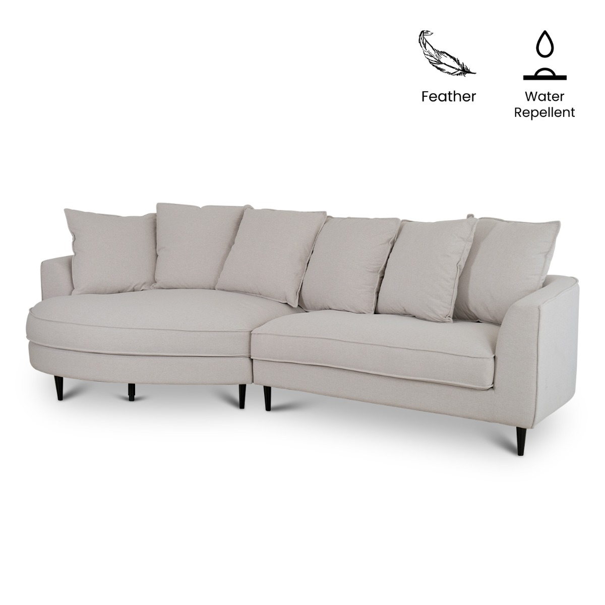 Stephie Oatmeal Curve Chaise Right Sectional Sofa