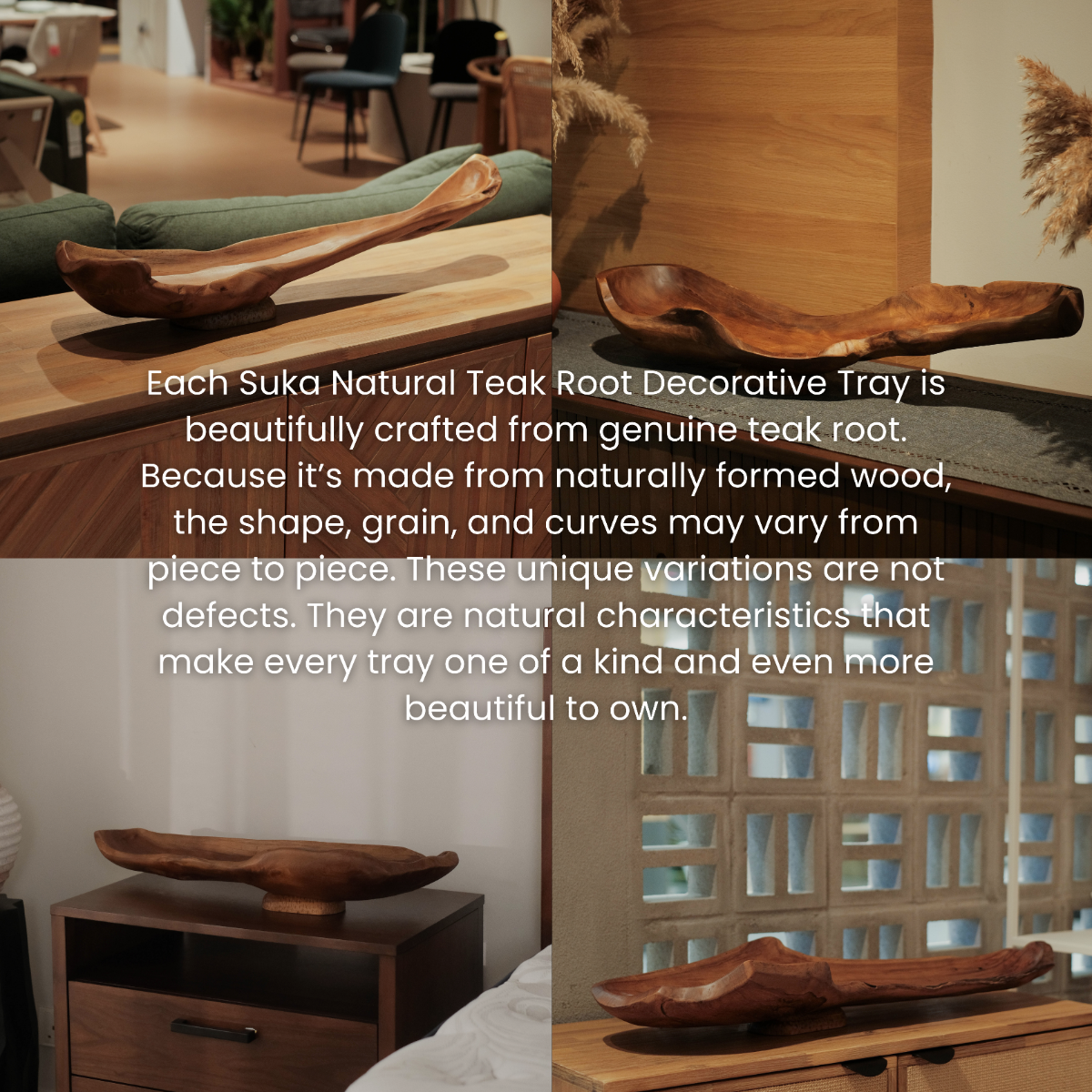 Suka Natural Teak Root Decorative Tray