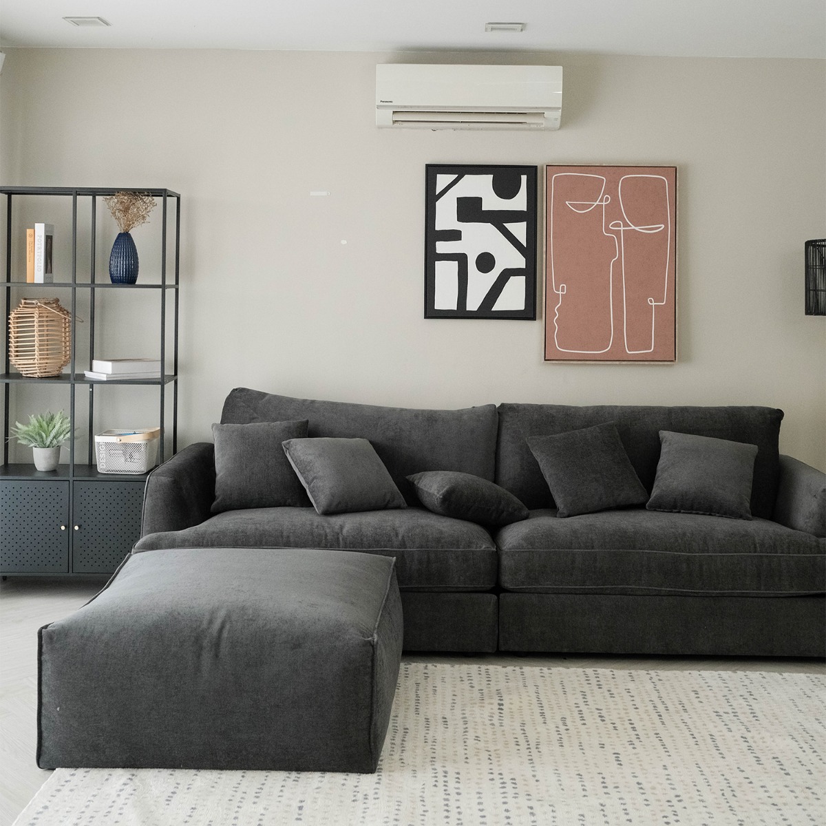 Thiago Pebble Grey 4 Seater Sofa