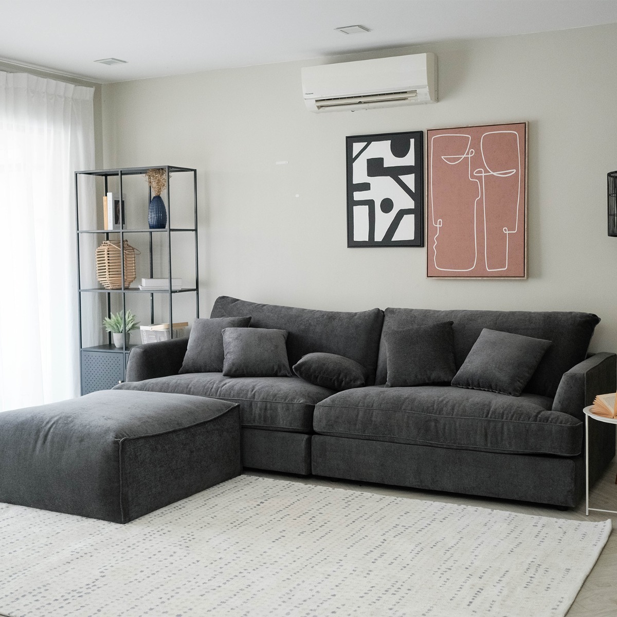 Thiago Pebble Grey 4 Seater Sofa