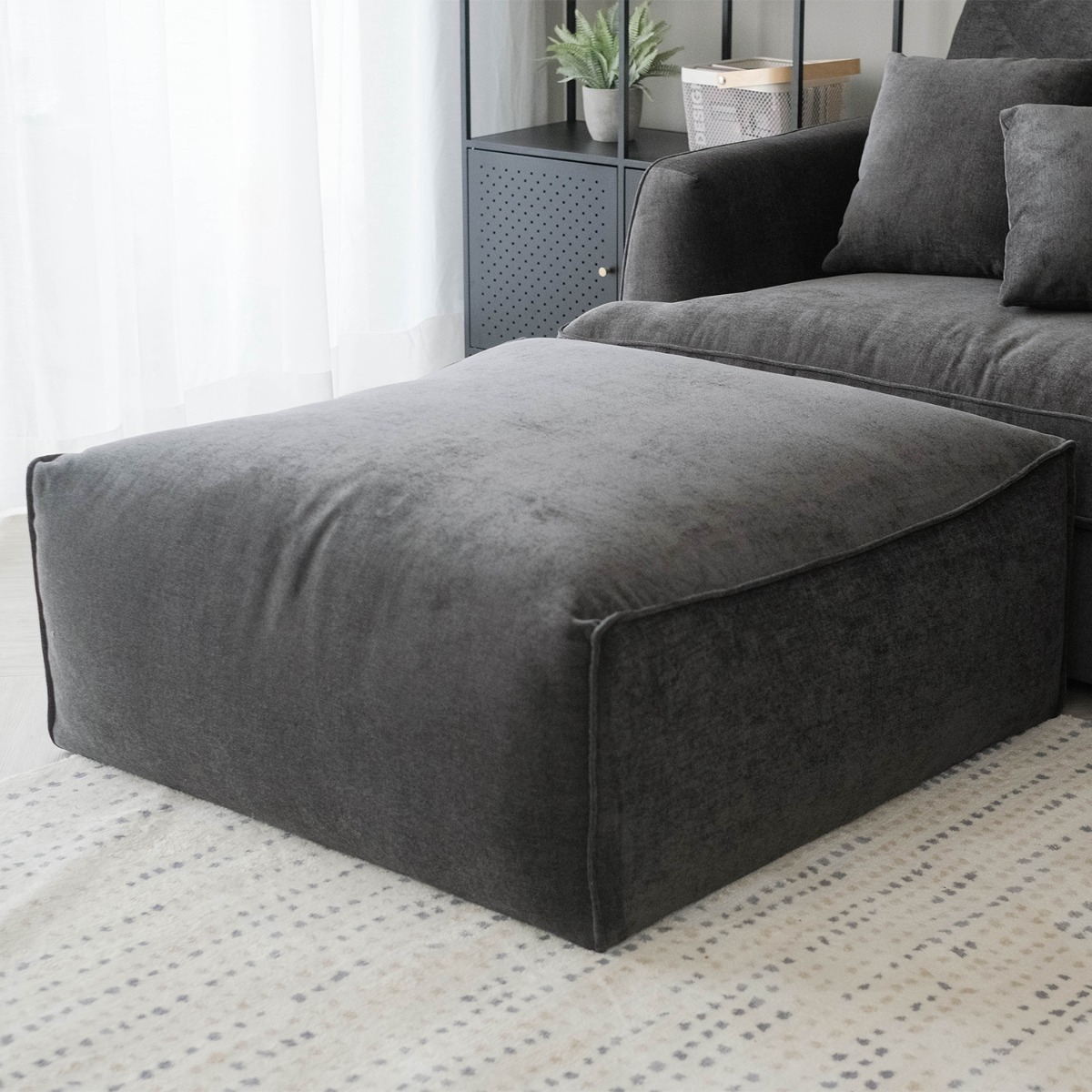 Thiago Pebble Grey Ottoman
