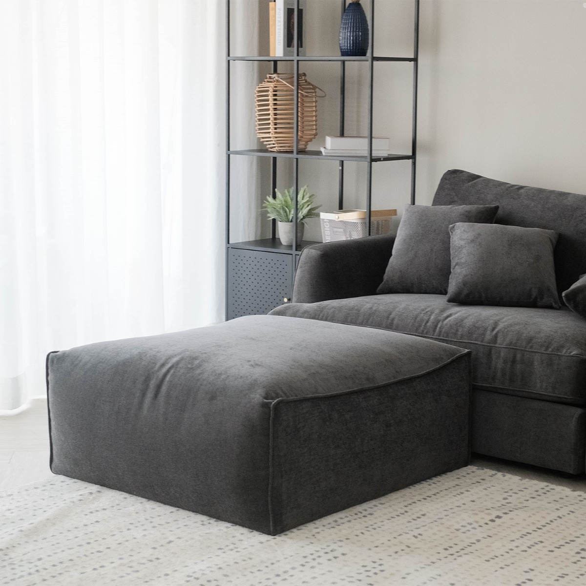Thiago Pebble Grey Ottoman