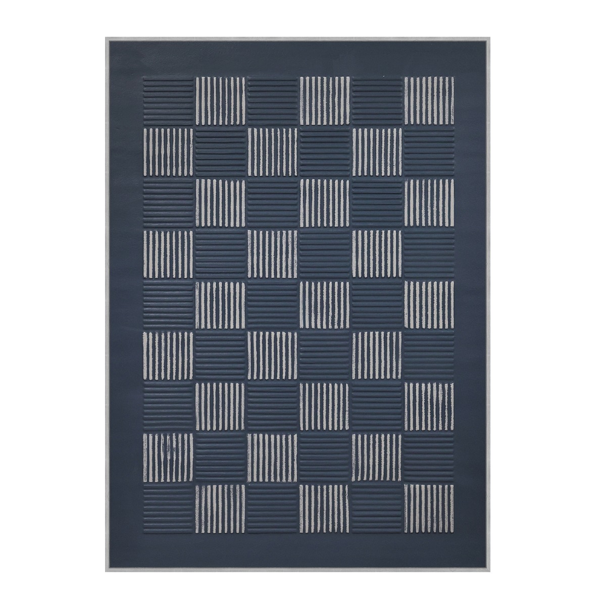 Framed Canvas 100x140cm Chic Plaster - Blue Squares