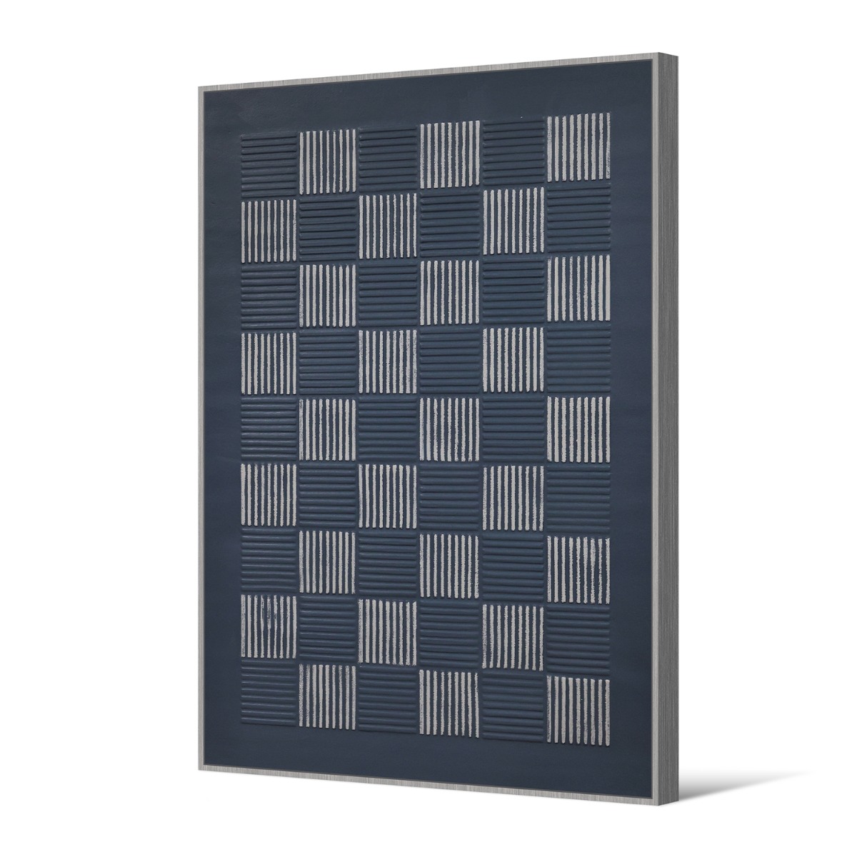 Framed Canvas 100x140cm Chic Plaster - Blue Squares