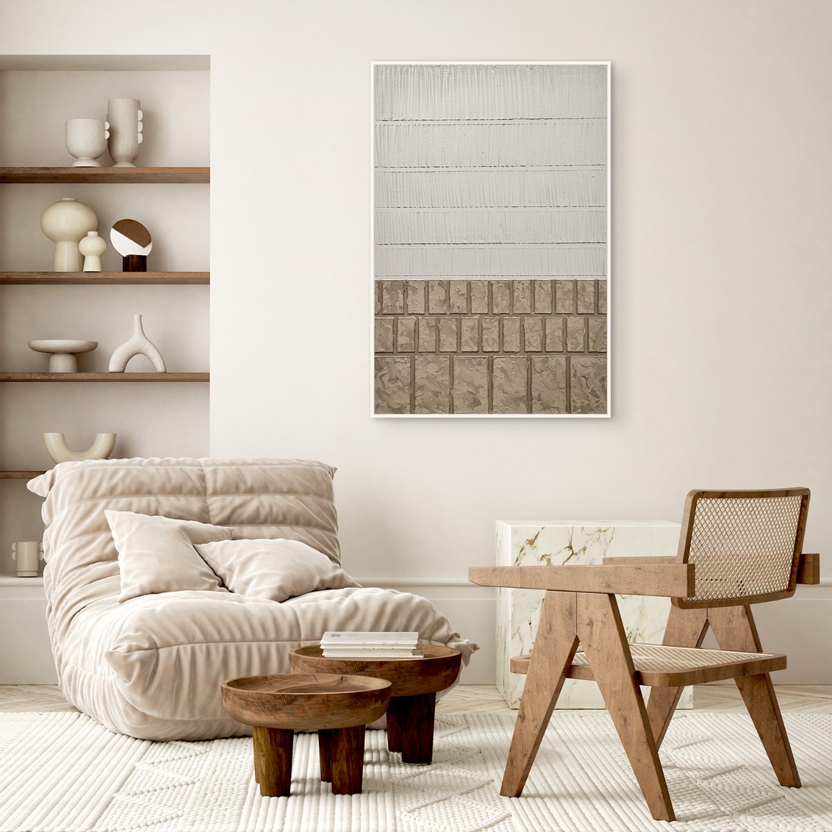 Framed Canvas 80x120cm Plaster - Blocks