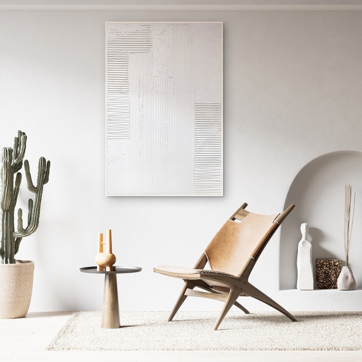 Framed Canvas 80x120cm Plaster - Stripes