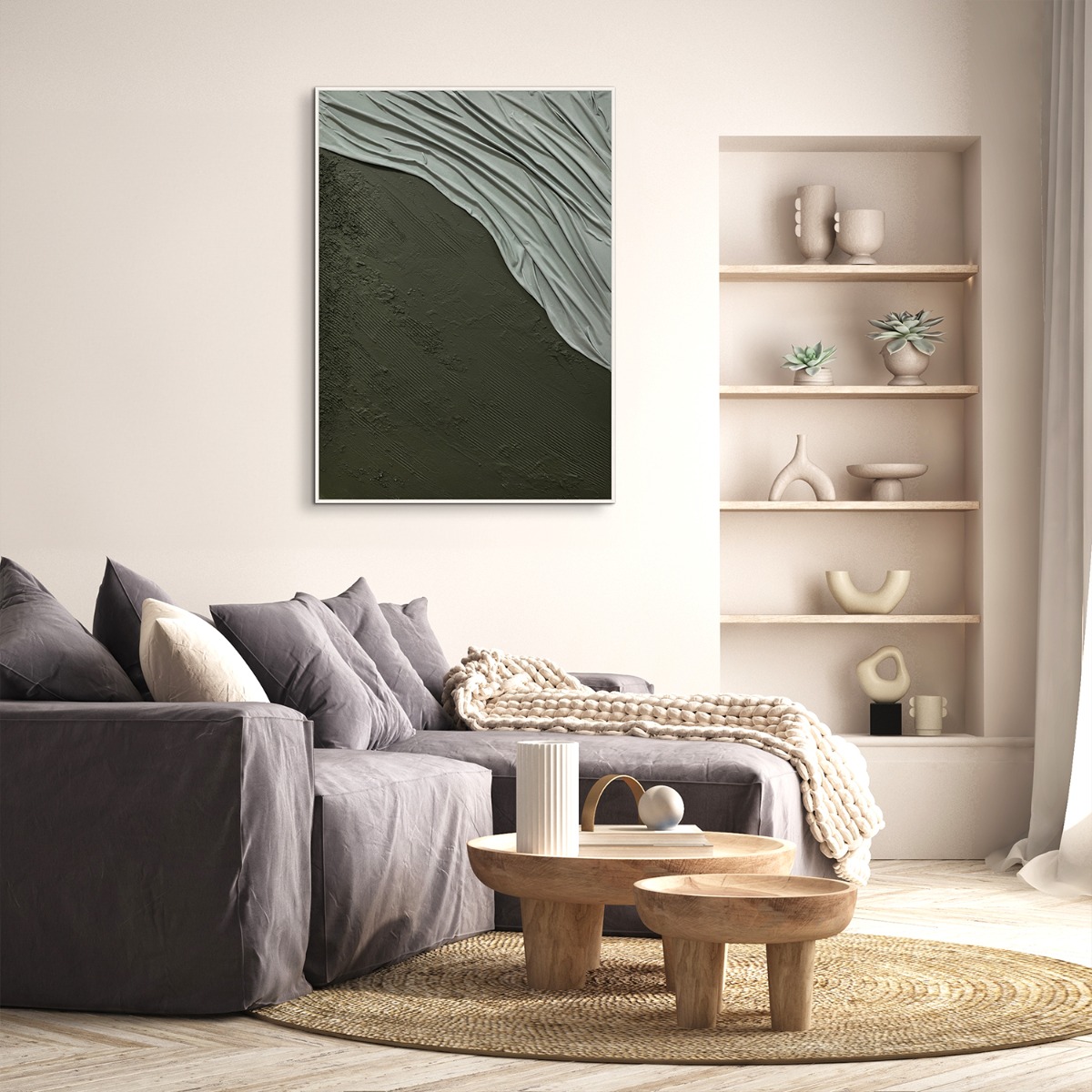 Framed Canvas 100x140cm Drape Textile - Flow