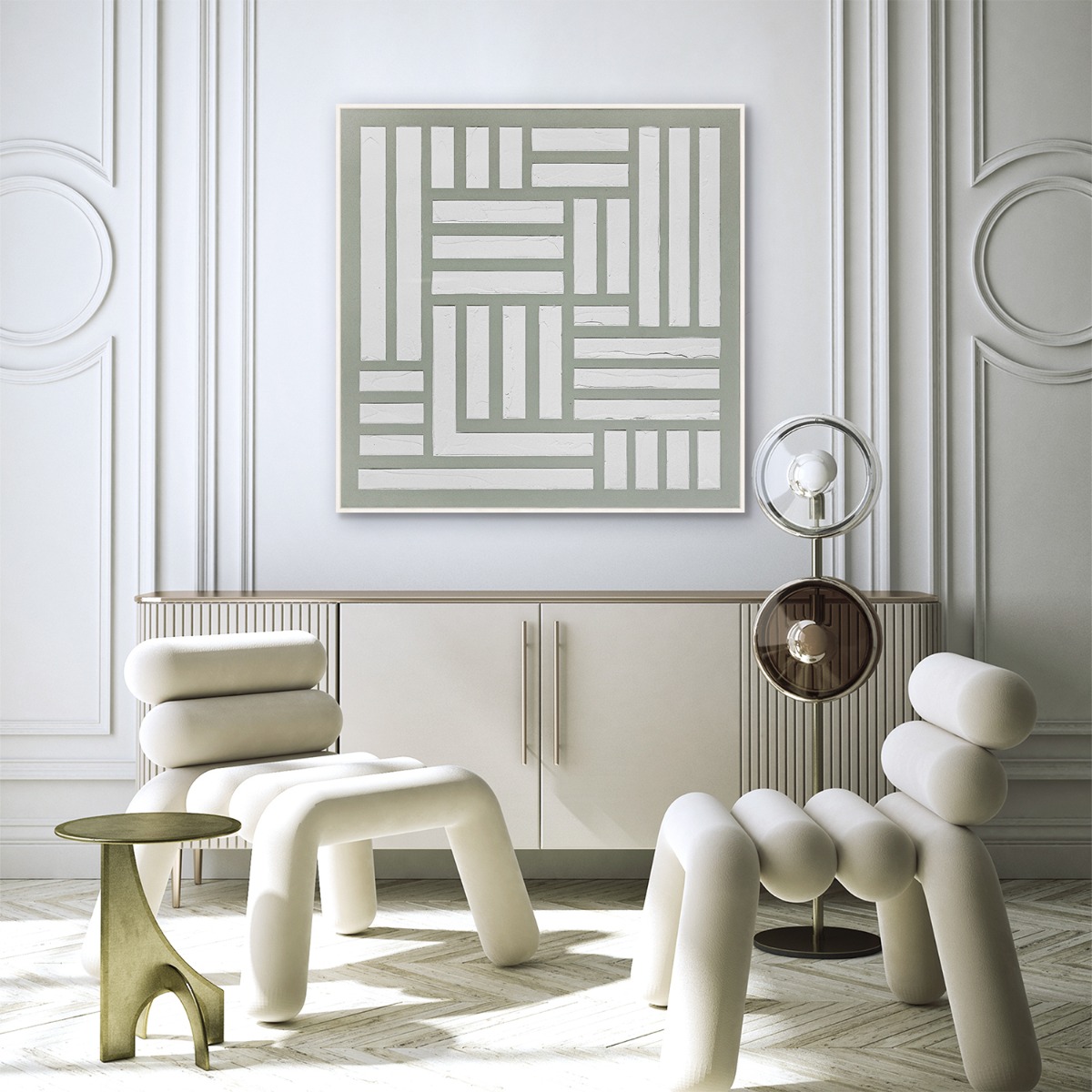 Framed Canvas 90x90cm Chic Plaster - Maze