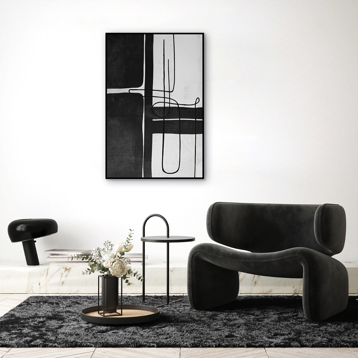 Framed Canvas 60x90cm - Black & White