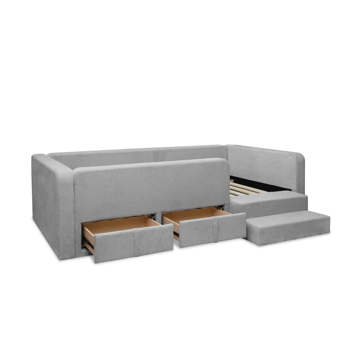 Tom Flint Grey Kids Single Bed with 2 Drawers