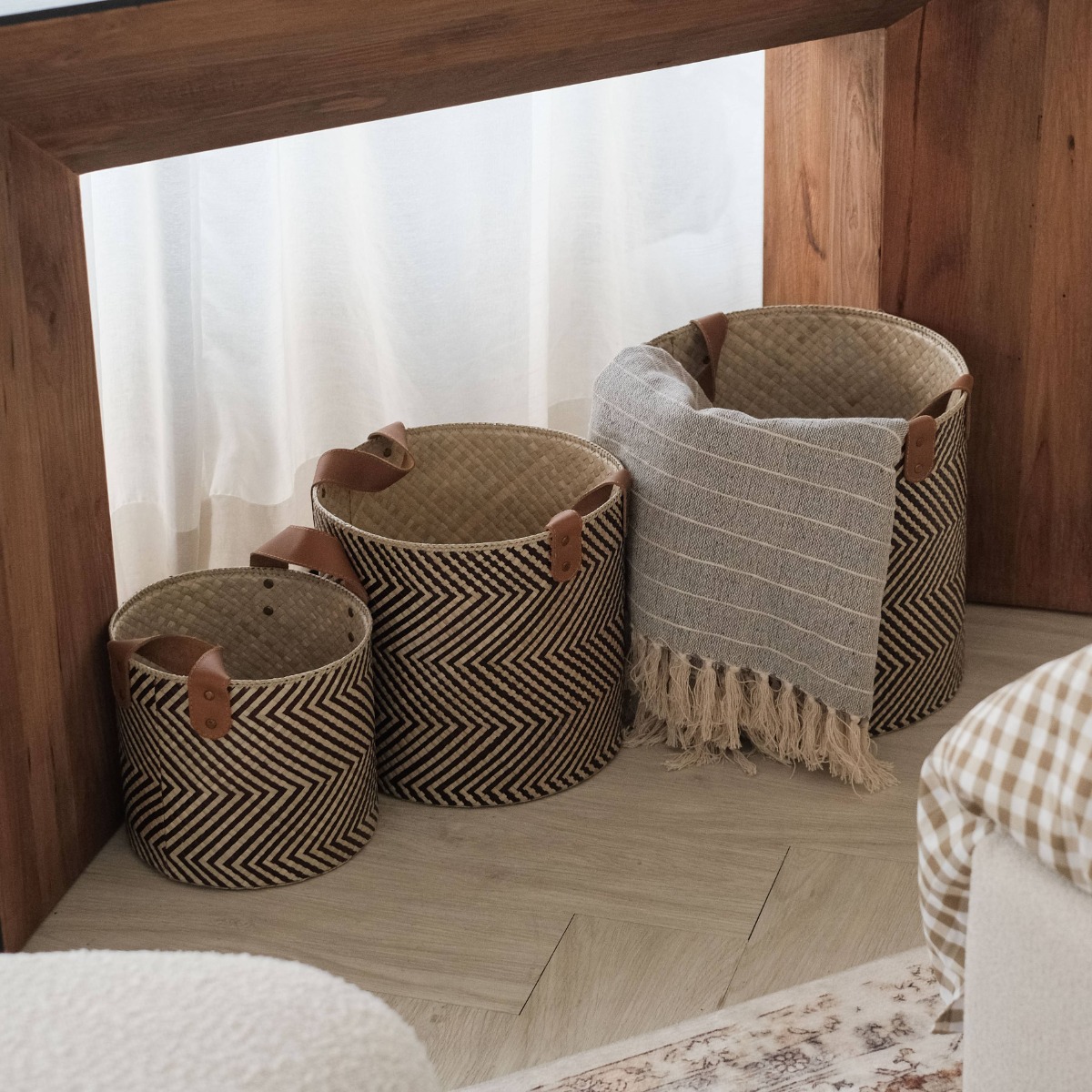 Ziva Pandanus Round Basket (Set of 3)