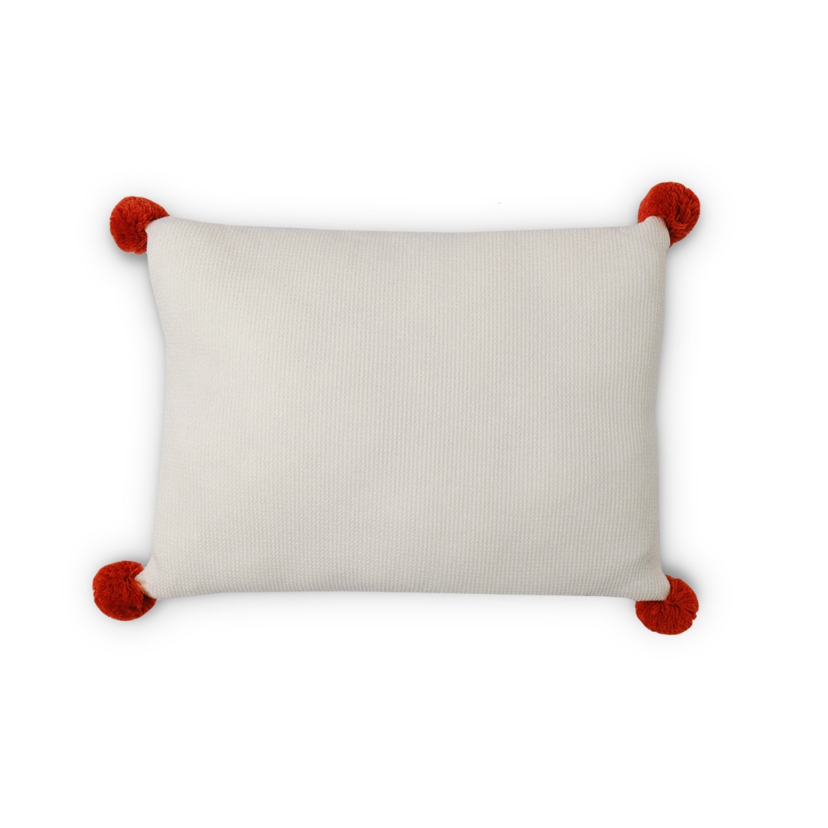 Waffle Pom-Poms Cushion 30x40cm Ivory White