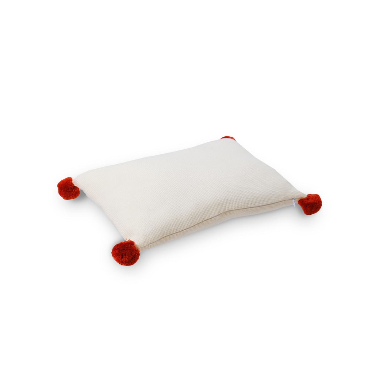 Waffle Pom-Poms Cushion 30x40cm Ivory White