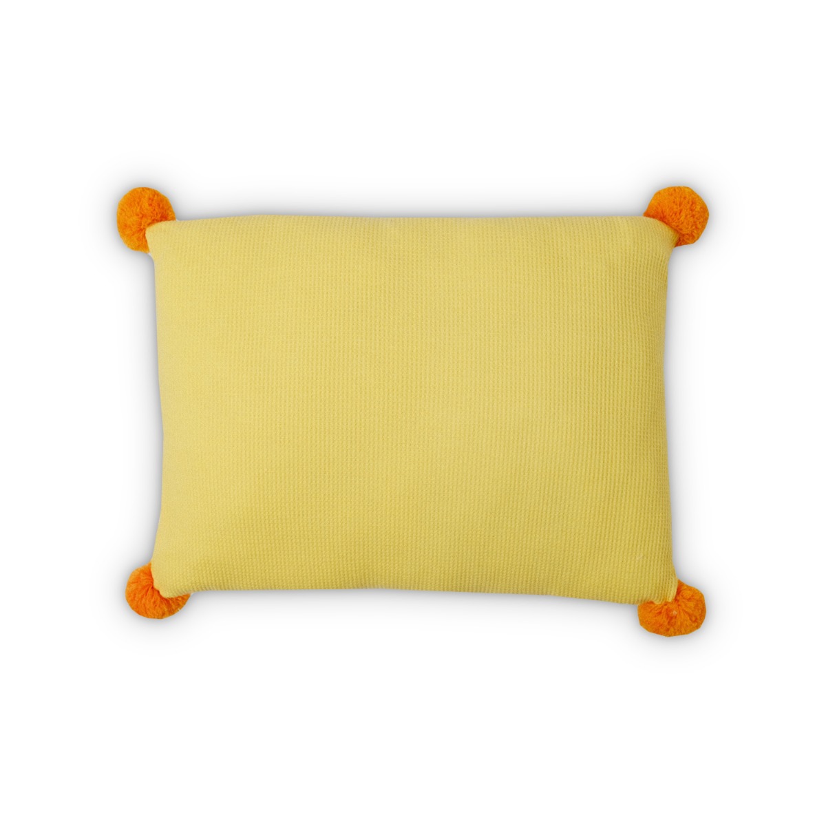 Waffle Pom-Poms Cushion 30x40cm Lemon Yellow